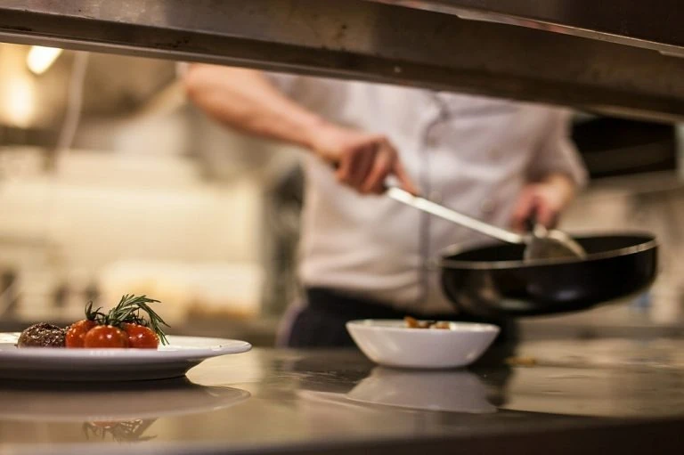 chef serving food