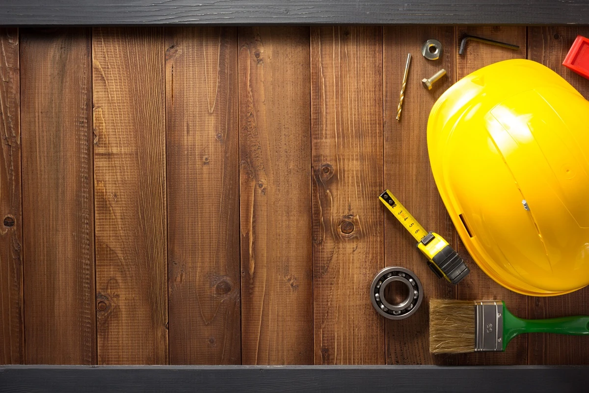 construction tools on wood