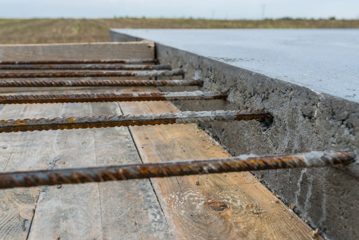 Steel rebars in a construction project